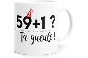 Luigi Collection Mug Anniversaire 60 ans Humour Tasse Message drôle Idée Cadeau Original Rigolo pour Ami Homme Femme Collègue Copain Copine pour Joyeux Anniversaire Soixante Ans Soixantaine.