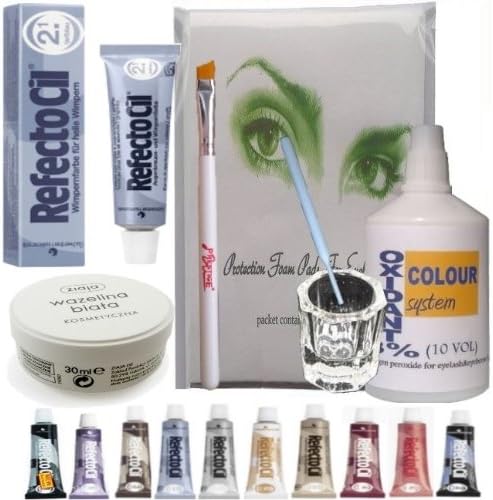 COMPLETE!! Eyelash Eyebrow Tint Dye Kit- REFECTOCIL Cream, oxidant, dish, etc. (No. 2.1 deep blue)