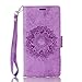 Produktbild Lonchee LG G3 (5,5 Zoll) Wallet Tasche Brieftasche Schutzhülle ,Mandala Blumenmuster geprägt Muster Design Hochwertige PU Leder Folio Tasche Case Hülle im Bookstyle mit Standfunktion Kredit Kartenfächer (lila)