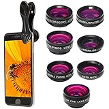PIXART PRO Handy Objektiv-Kit – Set aus 7 Linsen - Objektive und Filter für die Smartphone-Kamera für iPhone X / 8 Plus / 8/7 Plus / 7/6 / iPad/Samsung Galaxy s6/s7/s8 &amp; Smartphones &amp; Laptops
