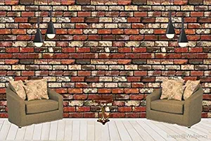 Wallgenics 3D Modern Brick Stone Style Wall Poster, Wallpaper, PVC Self Adhesive for for Bedrooms, Living Room, Kids Room Home Decor Stickers (333 x 45 cm)