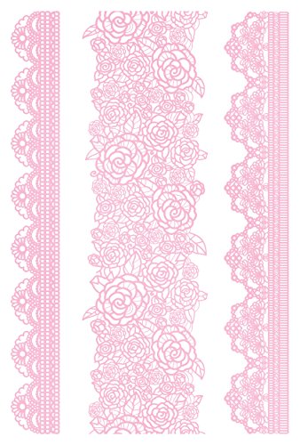 Kitchen Craft Sweetly Does It Mustermatte zum Verzieren von Torten, 40 x 27 cm, aus Silikon, Motiv Spitzenbordüre, Pink - 2