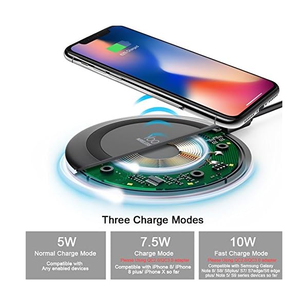 Wireless Charger,YOOTECH Wireless Ladestation 7.5W für iPhone 11/11 Pro/11 Pro Max/XS MAX/XR/XS/X/8/8 Plus,10W Fast Wireless Ladegerät für Galaxy Note 9/S9/S9 Plus/Note 8/S8/S8 Plus/S7/S7 Edge/S6 usw. – Bild 3