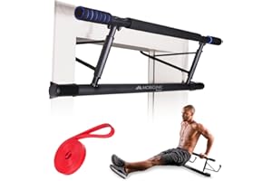 Mobiclinic® Fitness, Barra de dominadas para Colgar, Sin Herramientas, K5, Máx. 200 kg, con elástico, Asas Espuma Antideslizante, Acero, Adaptable 70-92 cm, Ejercicio en casa, Fácil almacenaje