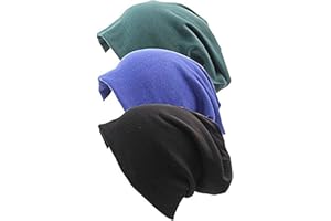 FAIRYRAIN 3 Pack Unisex Soft Comfy Cotton Beanie Head Scarf Hat CapTurban Muslim Cap Hats for Hairloss, Sleep Cancer