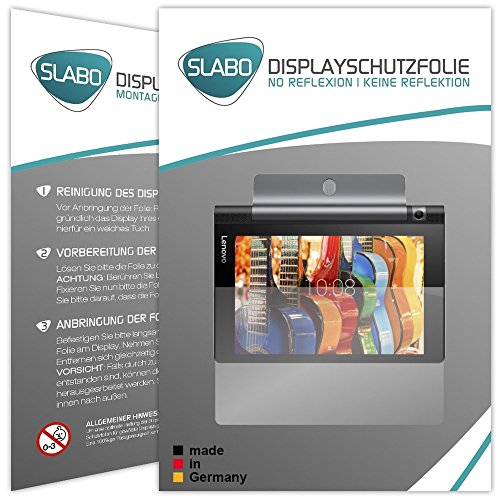 2 x Slabo Displayschutzfolie Lenovo Yoga Tab 3 (8 Zoll) Displayschutz Schutzfolie Folie "No Reflexion|Keine Reflektion" MATT - Entspiegelnd MADE IN GERMANY