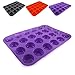 Belmalia Muffinblech aus Silikon für 24 Mini Muffins, antihaftbeschichtet, Cupcakes, Brownies, Kuchen, Pudding, Muffinform Lila Violett