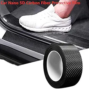 Fusion Graphix Car Door Sill Protector Bumper Protector Carbon Fiber Car Wrap Film 5D Gloss Black Vinyl Automotive Wrap Film Self-Adhesive Anti-Collision Film Fits for Most Car (1 Inch X 60 Feet)