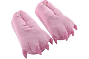 Barrageon Unisex Pantofole Zampa Carino Mostro Artiglio Addensare Peluche Animali Caldo Slippers Autunno Inverno Ragazzo Ragazza Indoor Rosa Chiaro EU 23-33