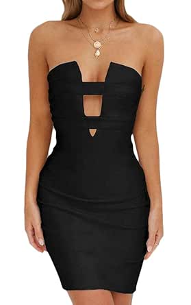 deep v strapless dress