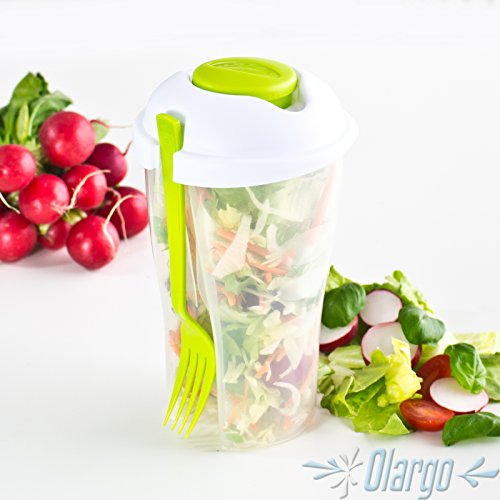 Salat to go Becher inkl. Gabel Dressingbehälter Salatbecher Salatbox 2 go (grün)