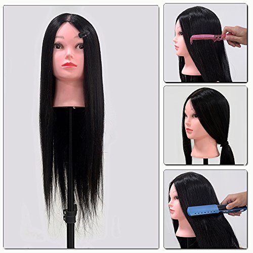 Neverland Professional 24" 50% Real Human Hair Training Head With Free Clamp For College and Professional Use Black #1B