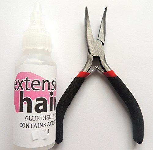Bond Glue Remover 50ml/plier/instructions for Remy Hair Extensions Glue Bonds for Pre bonded glue gun hot fusion
