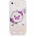 Produktbild iPhone 7 Hülle,iPhone 7 4.7" Schutzhülle, MUTOUREN Crystal Kirstall Handyhülle Case Cover TPU Silikontasche Transparent Ultra dünne Gel Anti-scratch hinten Tasche Etui Bumper Weiß - Kranz und Schmetterling lila