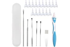 PEXIVOZ 6 pcs Pulisci Orecchie Kit,e Pulisci Orecchie Spirale,Ear Wax Removal,Strumenti per Pulizia dell’Orecchio in Acciaio Inox
