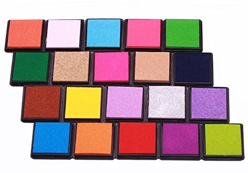 KEEKA 20x Bunte Stempelkissen-Set mit Mini-Stempel Fingerfarbe Ungiftig und Waschbar - 3