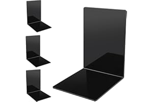 CSUNTIKULO 4 Piezas Juego de Sujetalibros, Sujetalibros de Acrílico Negro, Universal Bookend para la Escuela, el hogar, la Oficina, la Biblioteca, el Dormitorio y la organización del Escritorio