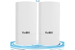 ‎KUWFI KuWFi WiFi Bridge Outdoor 2.4GHz 1KM Point to Point Wireless CPE Kit mit 24V PoE-Adapter, 2 RJ45 Port, 12dBi Antenne, Kompatibel mit Starlink Router für PtP/PtMP, CCTV-Überwachung, Garten Internet