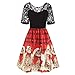 Produktbild VEMOW Damen Elegantes Cocktailkleid Abendkleid Damen Mode Sleeveless Christmas Cats Musical Notes Print Beiläufig Täglich Vintage Flare Dress(X1-Rot, EU-44/CN-2XL)