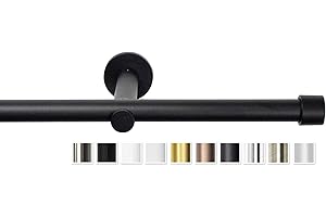 Rollmayer elegant und modern metall Schwarz Matt Vorhangstange/Gardinenstange Ø 19mm Rohr (200cm Crux, im Schwarz Matt, 1-läufig) verschiedene Größen und Endstücken. Ohne Ringe!
