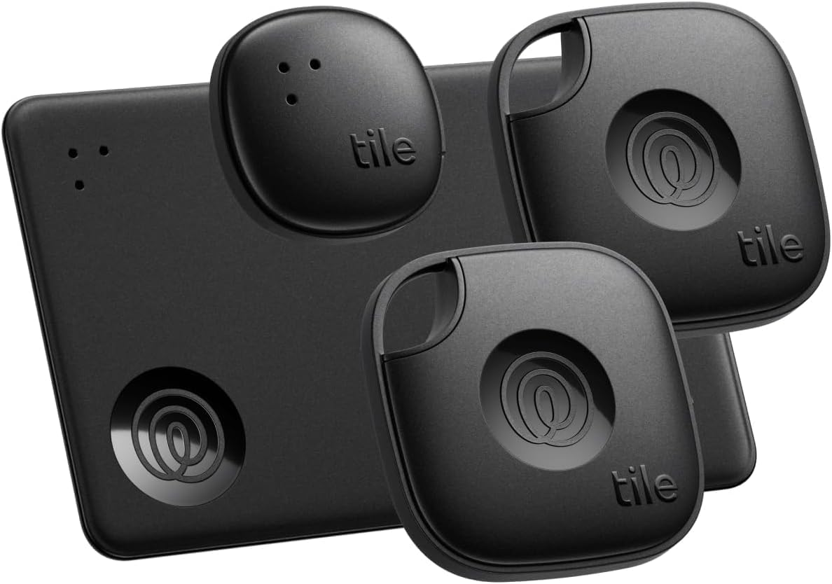 Tile by Life360 Essentials - Localizadores Bluetooth para Llaves, Carteras, mandos y más. Compatible con iOS y Android. Paquete de 4 (Mate/Slim/Sticker)