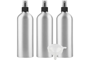 PQPAUTY 3 Pièces Portable Vide Flacon Aluminium 500ml avec Bouchon Pompe Spray Noir Vaporisateur Bouteille pour l'eau Parfum Cosmétique Cheveux Voyage Rechargeable, 1 Pièce Entonnoir