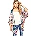 Produktbild Xinan Damen Cardigan Floral Print Kimono Locker Chiffon Tops (S, Weiß)