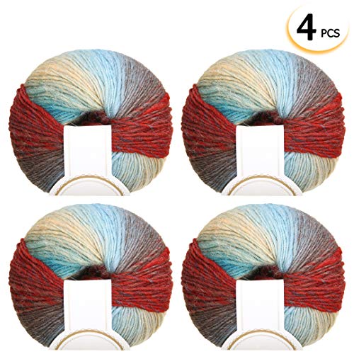 4 x 50g Ganchillo Lana Colorido Suave Cachemira Mano Tejer (14)