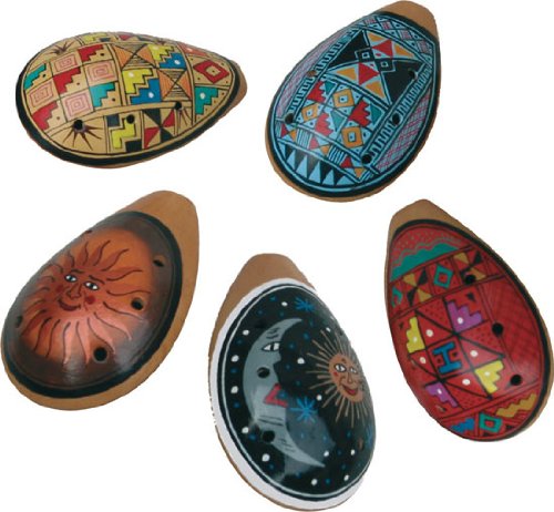 Preisvergleich Produktbild Okarina groß, geometrische Muster, 9,5 x 6 cm