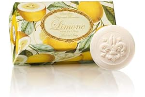 SAPONIFICIO ARTIGIANALE FIORENTINO Gift Box Sun Perfumes Lemon carved hand-wrapped round soaps, 6 x 1.76 oz.