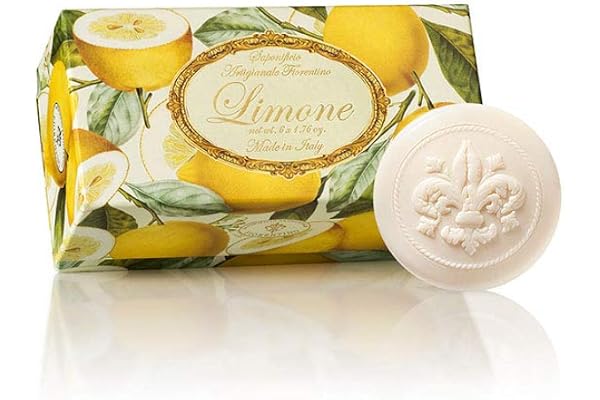 Savon au citron vert Lot de 6 savons italiens d’environ 50g, fabriqués à la main en Fiorentino, avec des ornements décoratifs
