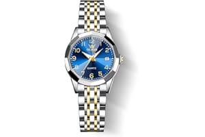 OLEVS Women Watch, Small Face Stainless Steel Strap Round Watch for Ladies, Roman Numerals Luxury Diamond Watch Waterproof Analog Quartz with Date Watch for Women