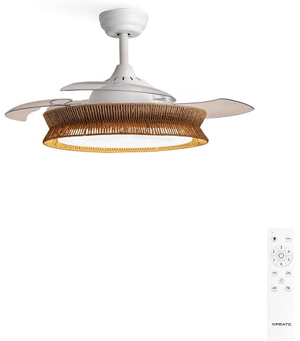 CREATE - WIND LAMP WOVEN Ventilateur de plafond silencieux 25 W avec éclairage LED 76 cm | Leroy Merlin