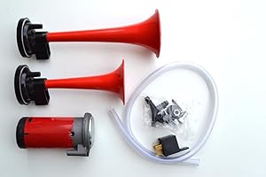 AUTOBITS 2-Klang Fanfare Druckluft Horn Hupe Nebelhorn Chrom Kompressor 12V LKW Bus