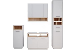 Vicco set mobili bagno Beatrice, Bianco/Sonoma, 4 parti