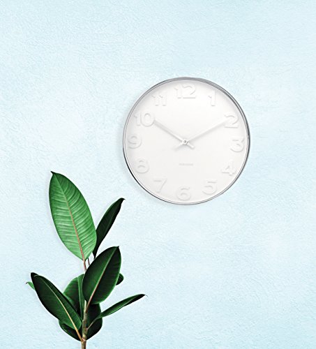 Karlsson KA4383 Wanduhr Mr. White Numbers Stahl Poliert, Metall, weiß, 6 x 37.5 x 37.5 cm - 3