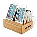 Produktbild Bambus Stand, Bambus Organizer USB Ladedock Desktop Ständer Multi Geräte Organiser Halter mit Einfache Kabelaufbewahrung für Smart Phones, iPad, iPhone, Tablets und Andere Geräte