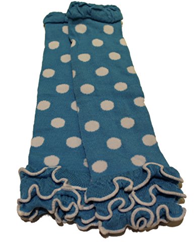 Baby Girls Toddlers Polka Dot Frilly Leg Warmers (Blue)
