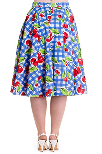 Hell Bunny 50's August Cherry Check Rockabilly Skirt - UK 20-22 (3XL)