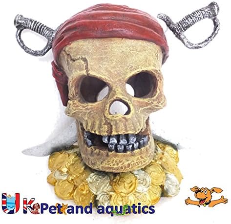 Aquarium Pirate Skull &amp; Swords Fish Tank Ornament