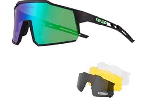 KAPVOE Polarized Cycling Glasses With 4 Interchangeable Lenses Tr90 Frame For Men Women Sports Sunglasses Mountain Bike Glasses MTB Bicycle Goggles Running