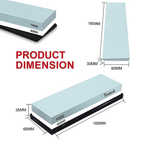 Natural Wetzstein 1000/4000 Doppelseitiger Schleifstein Schärft Schnell Abziehstein mit rutschfestem Silikonhalter (1000/4000) - 5