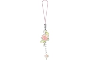 AstraGlam Cute Flower Mobile Phone Pendant with Beads, Cute Lotus Flowers Mobile Phone Strap, Handmade Decoration for Women, Y2K Accessory, Key Ring, Bag Pendant, Gift, Mobile Phone Chain Strap