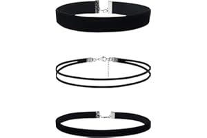 CAIKAILIOR Set of 3 Choker Necklaces for Women, Black Velvet Collar Set, Adjustable Classic Choker Jewellery, Black Choker, for Women and Girls, Dancing, Halloween, Birthday, Party, Cosplay