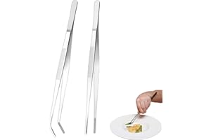 DREAM HORSEX 2 Stück Aquarium Pinzette Set, 30cm Extra lang Rostfreier Stahl Gerade und gebogen Pinzette Lange Fütterungszange, Futterwerkzeug für Aquarium (Silber)