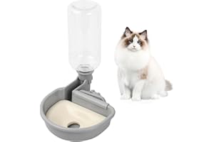 PTJJXA Pet Water Dispenser, Water Bottle for Dog Cages, 480 ml Dog Drinking Bottle, Pet Drinking Fountain, Automatic Water Bowl for Cat Dog Rabbit Animal (Grey)