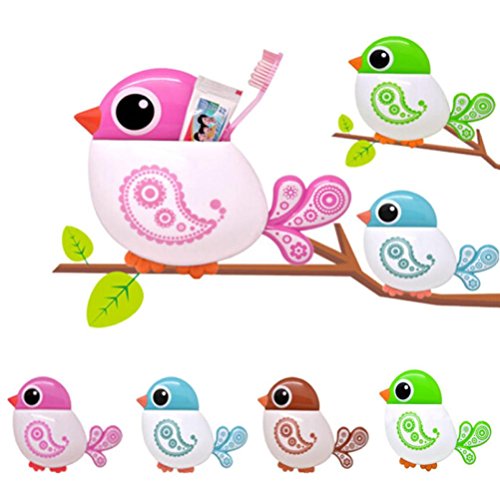 DDLBiz® Lustige Attraktiv Vogel-Muster Zahnbürstenhalter (Rose) - 2