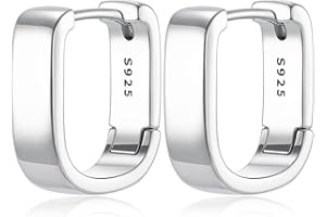Aurevella Orecchini semplici a forma di U in argento 925 Orecchini rotondi da donna per il lavoro quotidiano Regali per le feste