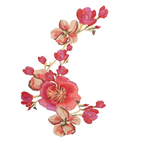 Gazechimp 1er Stickerei Rose Blume Nähen auf Patch Abzeichen Tasche Hut Jeans Kleid Applique Fertigkeit