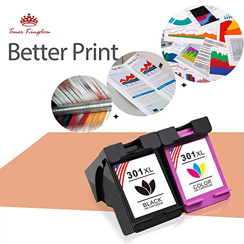 Toner Kingdom 2 Pack Compatibles HP 301XL 301 XL Cartucho de tinta para HP CH561EE CH562EE CH563EE CH564EE Deskjet 1000 1010 1050 1055 1510 1512 1514 2000 2050 2054a 2510 2514 2540 2542 2544 3000 3050 3052 3055 2620 2622 2624 4630 4632 4634 4636 Envy 4500 4502 4504 4505 4507 5530 5532 5534 5539 Impresora  1 Negro   1 Tricolor 